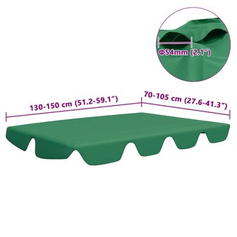 Vervangingsluifel voor schommelbank 150/130x105/70 cm groen 6