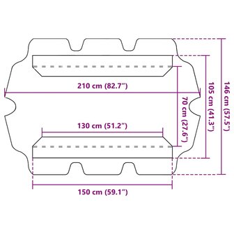Vervangingsluifel voor schommelbank 150/130x105/70 cm blauw 7