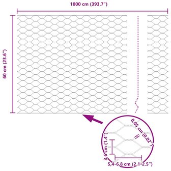 Hexagon Hek Zilver 0.6 x 10 m Gegalvaniseerd staal 9