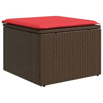 Tuinkruk met kussen 55x55x37 cm poly rattan bruin 2