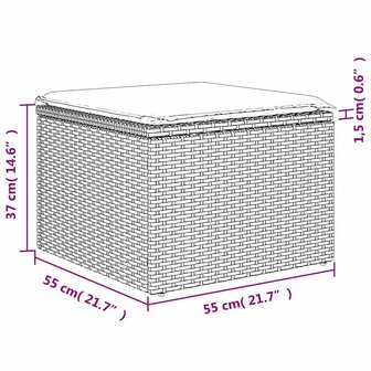 Tuinkruk met kussen 55x55x37 cm poly rattan bruin 8