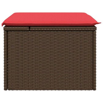 Tuinkruk met kussen 55x55x37 cm poly rattan bruin 5