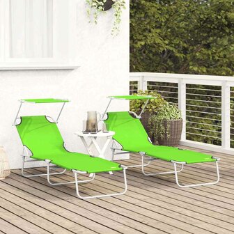 Ligstoel 2-persoon 2 pcs Groen 58 x 188 x 77cm Stof 3