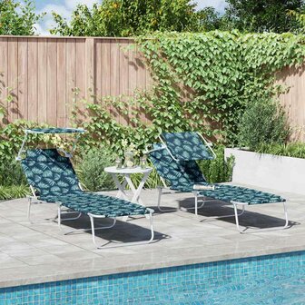 Ligstoel 2-persoon 2 pcs Groen 58 x 188 x 77cm Stof 1
