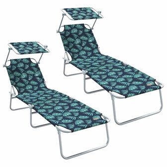 Ligstoel 2-persoon 2 pcs Groen 58 x 188 x 77cm Stof 2