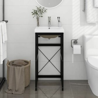 Wastafelframe met inbouwwastafel ijzer zwart 1