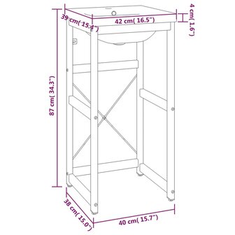 Wastafelframe met inbouwwastafel ijzer zwart 7
