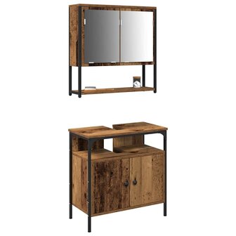 Badkamermeubelset 2 pcs Bruin 60 x 30 x 60 cm Bewerkt hout 3