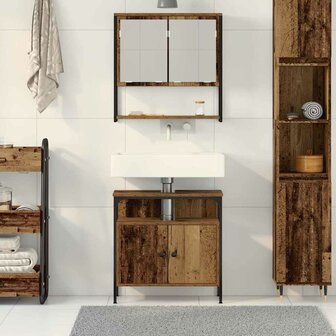 Badkamermeubelset 2 pcs Bruin 60 x 30 x 60 cm Bewerkt hout 4