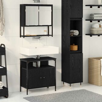 Badkamermeubelset 2 pcs Zwart 60 x 30 x 60 cm Bewerkt hout 1