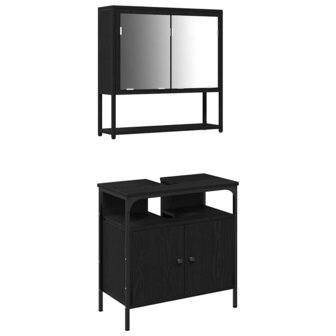 Badkamermeubelset 2 pcs Zwart 60 x 30 x 60 cm Bewerkt hout 2