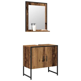 Badkamermeubelset 2 pcs Bruin 60 x 33 x 60 cm Bewerkt hout 3