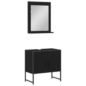 Badkamermeubelset 2 pcs Zwart 60 x 33 x 60 cm Bewerkt hout 2