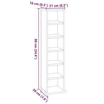 Cd-kast 21x20x88 cm bewerkt hout wit 6