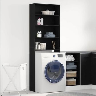 Wasmachinekast Zwart Eiken 64 x 24 x 190 cm 1 x Wasmachinekast 1