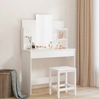 Kaptafel met spiegel 96x39x142 cm wit 1