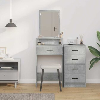 Kaptafel met lade Betongrijs 50 x 41 x 140 cm Bewerkt hout 4