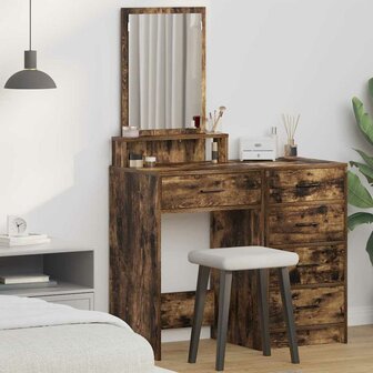 Kaptafel met lade Gerookt eiken 50 x 41 x 140 cm Bewerkt hout 1