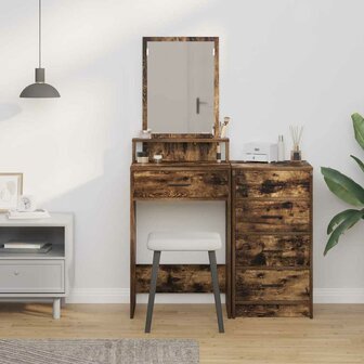 Kaptafel met lade Gerookt eiken 50 x 41 x 140 cm Bewerkt hout 4