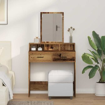Kaptafel met lade Oud hout 79 x 41 x 140 cm Bewerkt hout 1