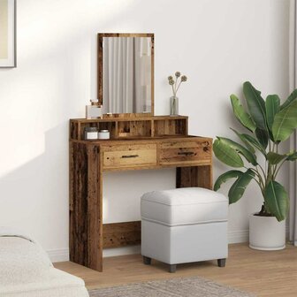 Kaptafel met lade Oud hout 79 x 41 x 140 cm Bewerkt hout 4