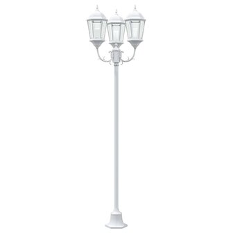 Tuin Lantaarnpaal Wit Aluminium en Glas 4