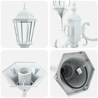 Tuin Lantaarnpaal Wit Aluminium en Glas 6