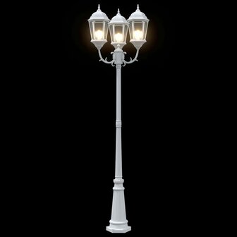 Tuin Lantaarnpaal Wit Aluminium en Glas 7