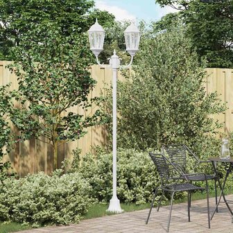 Tuin Lantaarnpaal Wit Aluminium en Glas 1