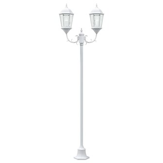 Tuin Lantaarnpaal Wit Aluminium en Glas 4