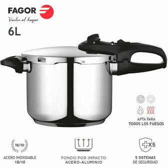 Snelkookpan Fagor DUO 6L RAPID Roestvrij staal 18/10 6 L 6