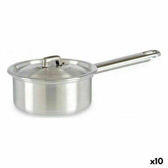 Sauspan met deksel Kinvara 100017 100017 Zilverkleurig Aluminium &Oslash; 12 cm 600 ml 0,6 L 14 x 8 x 26 cm (10 Stuks) 1