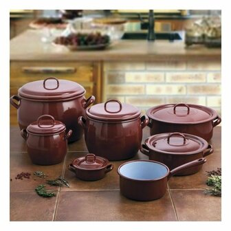 Kookpot met Deksel Quid Classic Bruin Ge&euml;mailleerd Staal 2