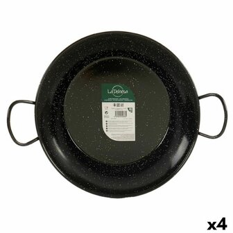 Paella Pan La Dehesa 0636-LD 0636-LD Zwart Ge&euml;mailleerd Staal &Oslash; 36 cm 48 x 13 x 8 cm 48 x 9,5 x 36 cm (4 Stuks) 1