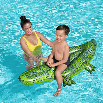 Bestway Opblaasbare Krokodil Figuur met Handgrepen 152x71 cm +3 Jaar Strand en Zwembad 41477 3