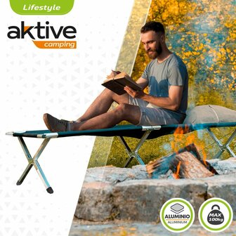 Campingbed Aktive Zwart 190 x 42 x 64 cm Opvouwbaar (2 Stuks) 3