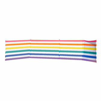 Windscherm 5 Stokken Staal Polyester Kleurrijke Strepen 480X80 cm Strand, Zwembad, Tuin 1