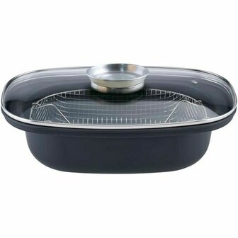 Koekenpan met mandje GSW 414593 Zwart Glas Roestvrij staal Ge&euml;mailleerd Staal 1