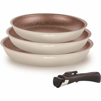 Pannenset Arthur Martin Beige Cr&egrave;me Aluminium 4 Onderdelen (3 Stuks) 1