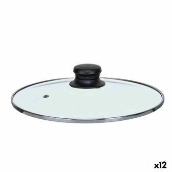 Pannedeksel Kinvara CN-SW1304-22CM CN-SW1304-22CM Transparant Zilverkleurig Zilver Metaal Glas Roestvrij staal Kristal Staal 22