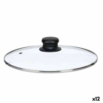 Pannedeksel Kinvara CN-SW1304-24CM CN-SW1304-24CM Transparant Zilverkleurig Zilver Metaal Glas Roestvrij staal Kristal Staal 24