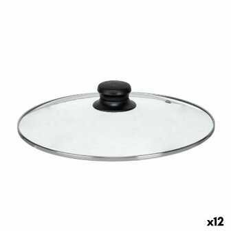 Pannedeksel Kinvara CN-SW1304-26CM CN-SW1304-26CM Transparant Zilverkleurig Zilver Metaal Glas Roestvrij staal Kristal Staal 26
