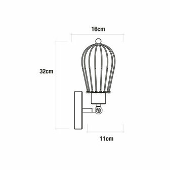 Wandlamp EDM 32105 Zwart 60 W Vintage 220-240 V 11 x 16 x 32 cm 2