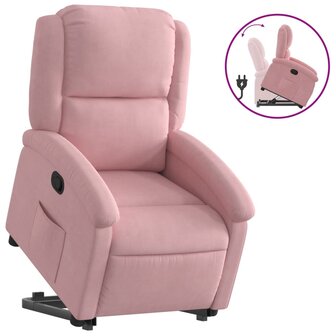Sta-op-stoel verstelbaar fluweel roze 2
