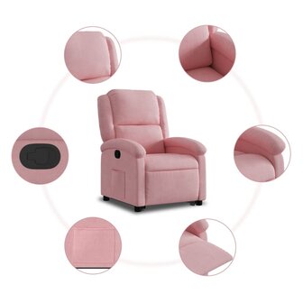 Sta-op-stoel verstelbaar fluweel roze 7