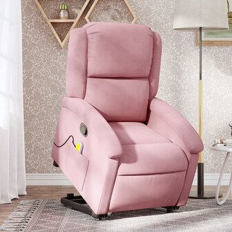 Sta-op-massagestoel verstelbaar fluweel roze 1
