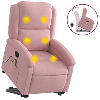 Sta-op-massagestoel verstelbaar fluweel roze 2