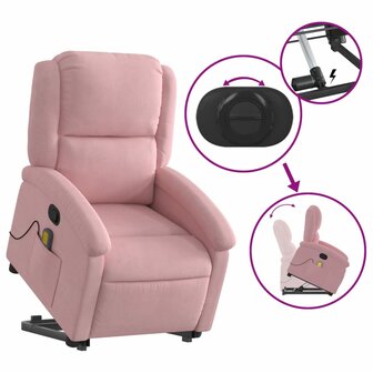 Sta-op-massagestoel verstelbaar fluweel roze 5