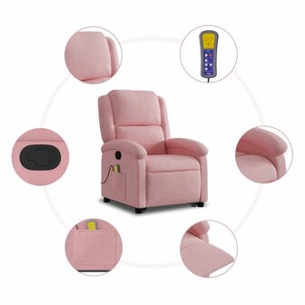 Sta-op-massagestoel verstelbaar fluweel roze 7