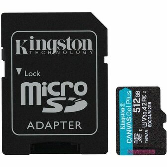 Micro SD kaart met adapter Kingston CANVAS Go! Plus 512GB microSD XC 512 GB 1